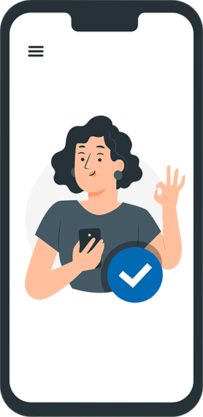 Illustration représentant une femme tenant un téléphone et faisant le signe "ok"